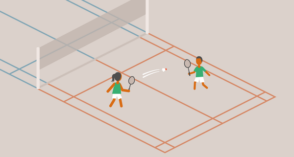 Badmintonøvelse i idræt - undervisning 
